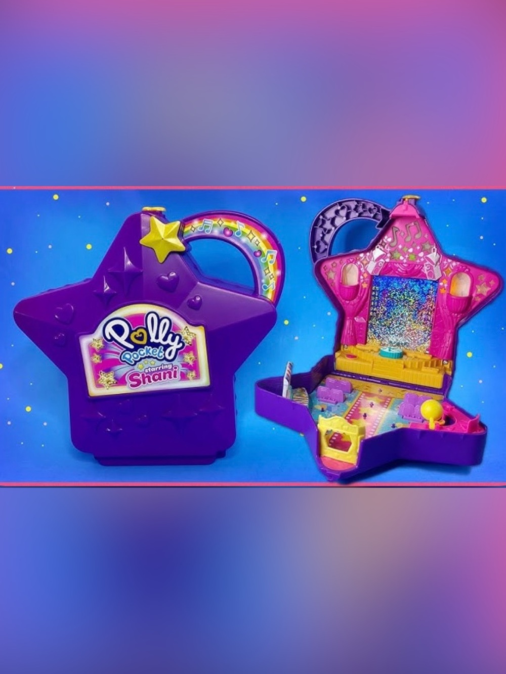 ✨ Polly Pocket STARRING SHANI Talent Show Compact Playset Rare Light Up